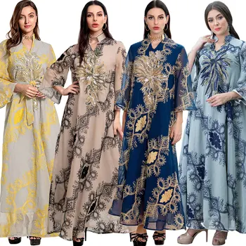 Платье Абайя с вышивкой из блесток Luruxy, Ближний Восток, Араб, Оман, Марокканский Кафтан, Дубай, Мусульманская вечеринка, Вечерняя одежда для женщин